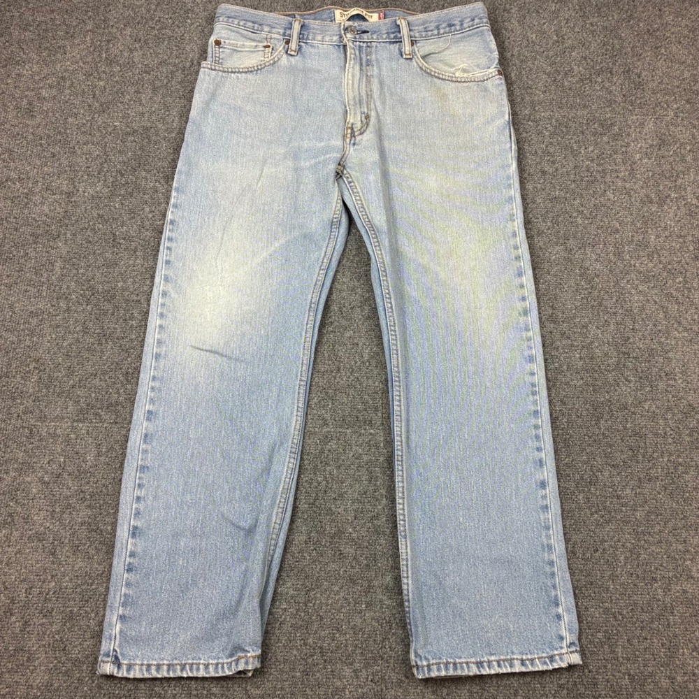 Levis 505 Straight Fit Jeans Mens Size 34x29 Light Wash Blue Denim Cotton Y2K